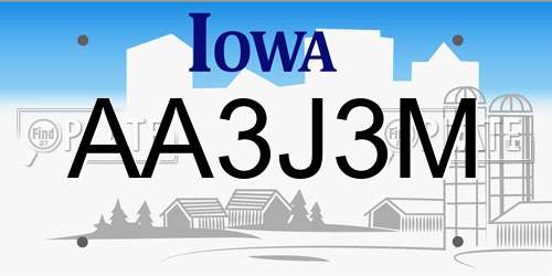 AA3J3M Iowa License Plate