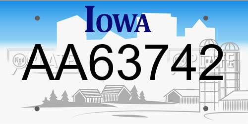 AA63742 Iowa License Plate