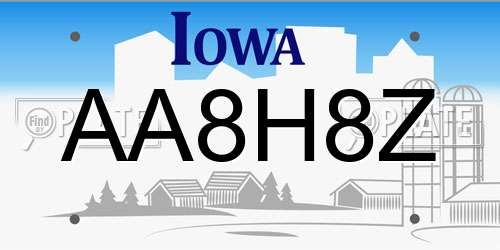 AA8H8Z Iowa License Plate