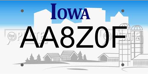 AA8Z0F Iowa License Plate
