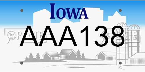 AAA138 Iowa License Plate