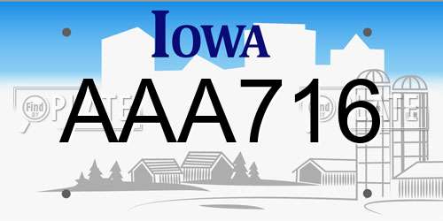 AAA716 Iowa License Plate