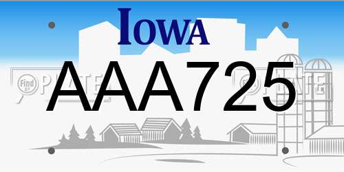 AAA725 Iowa License Plate