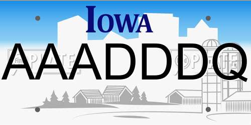 AAADDDQ Iowa License Plate