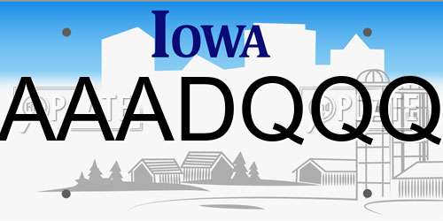 AAADQQQ Iowa License Plate