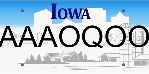AAAOQOO Iowa License Plate
