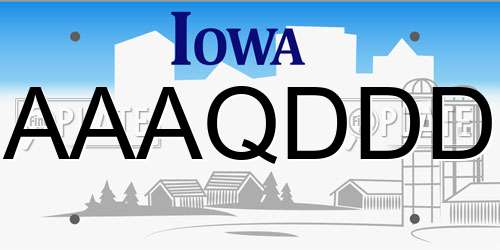 AAAQDDD Iowa License Plate