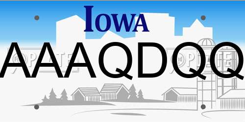 AAAQDQQ Iowa License Plate
