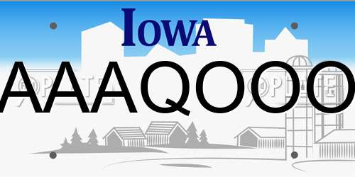 AAAQOOO Iowa License Plate