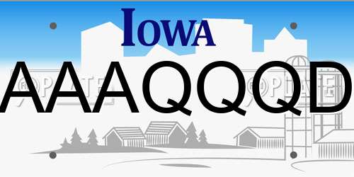 AAAQQQD Iowa License Plate