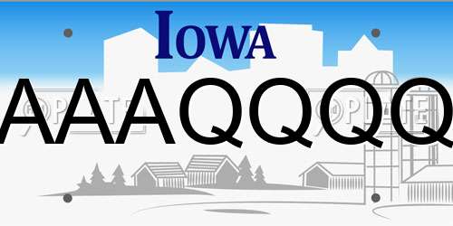 AAAQQQQ Iowa License Plate