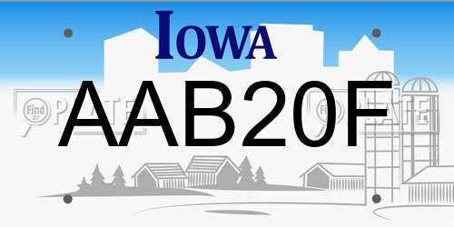 AAB20F Iowa License Plate