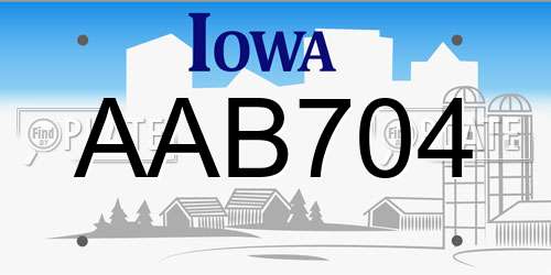 AAB704 Iowa License Plate