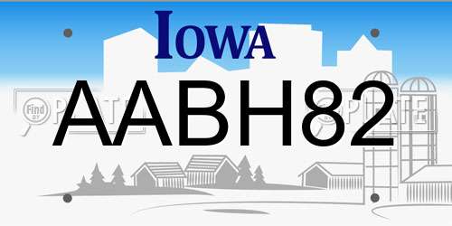AABH82 Iowa License Plate