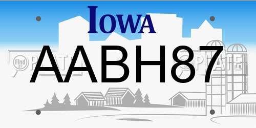 AABH87 Iowa License Plate