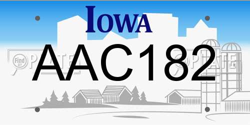 AAC182 Iowa License Plate