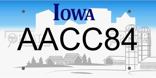 AACC84 Iowa License Plate