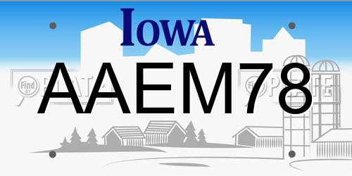 AAEM78 Iowa License Plate