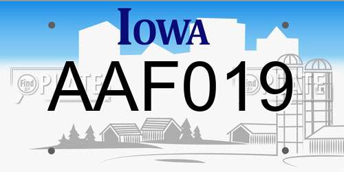 AAF019 Iowa License Plate