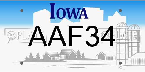 AAF34 Iowa License Plate