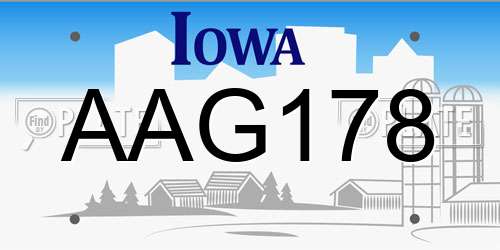 AAG178 Iowa License Plate
