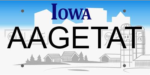 AAGETAT Iowa License Plate