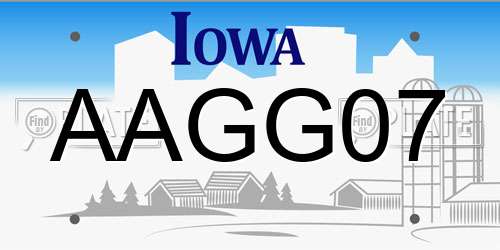 AAGG07 Iowa License Plate