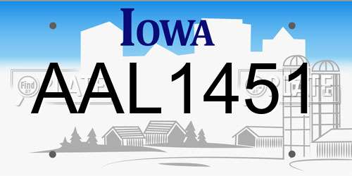 AAL1451 Iowa License Plate
