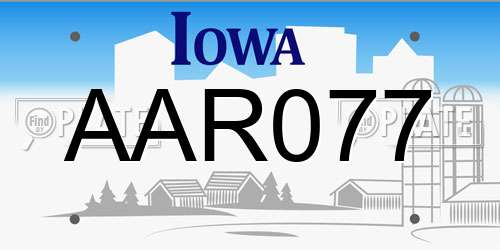 AAR077 Iowa License Plate