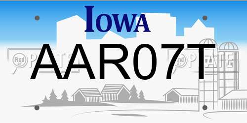 AAR07T Iowa License Plate