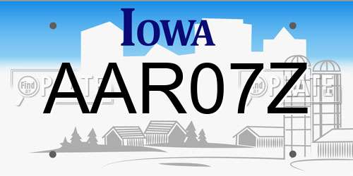 AAR07Z Iowa License Plate