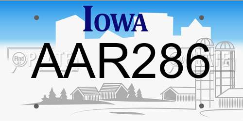 AAR286 Iowa License Plate