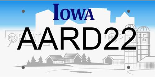 AARD22 Iowa License Plate