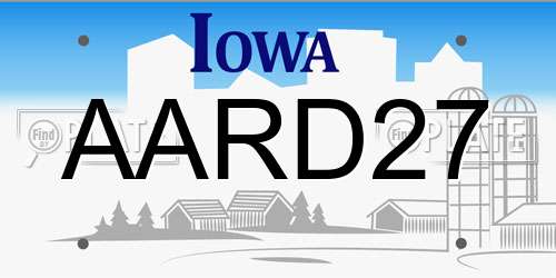 AARD27 Iowa License Plate