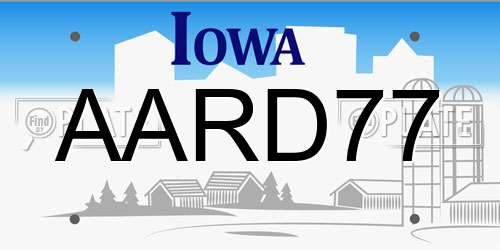 AARD77 Iowa License Plate