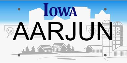 AARJUN Iowa License Plate