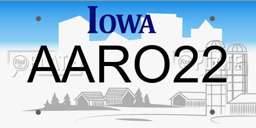 AARO22 Iowa License Plate