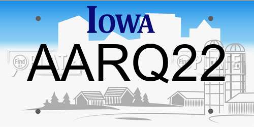 AARQ22 Iowa License Plate