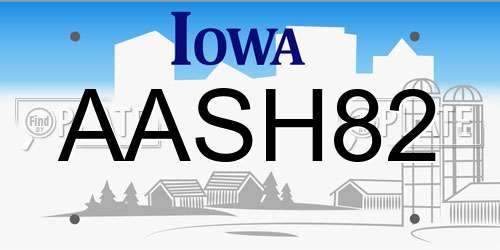 AASH82 Iowa License Plate