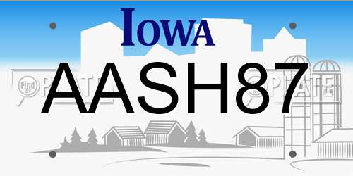 AASH87 Iowa License Plate