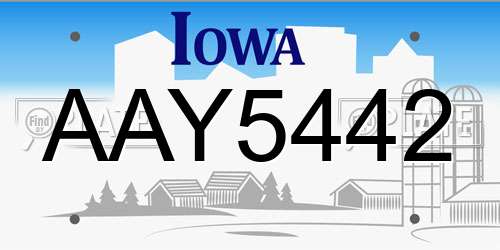 AAY5442 Iowa License Plate