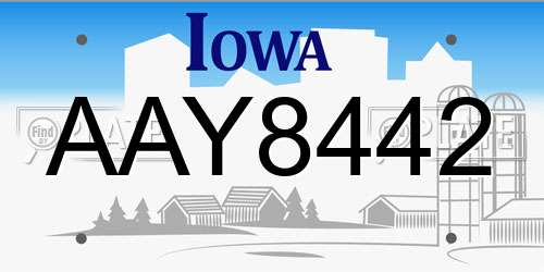 AAY8442 Iowa License Plate