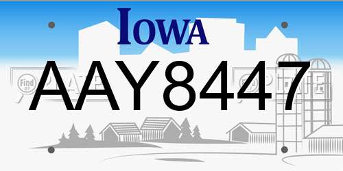 AAY8447 Iowa License Plate