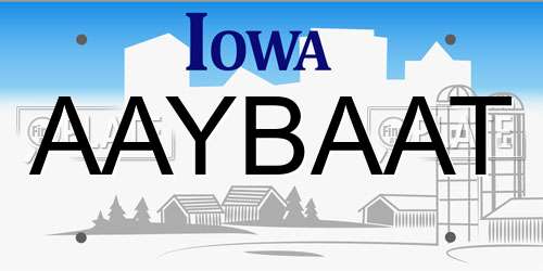 AAYBAAT Iowa License Plate