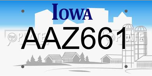 AAZ661 Iowa License Plate