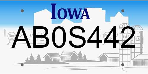 AB0S442 Iowa License Plate