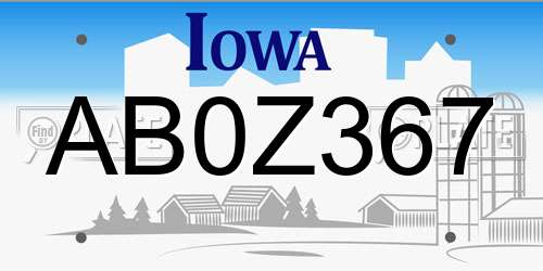 AB0Z367 Iowa License Plate