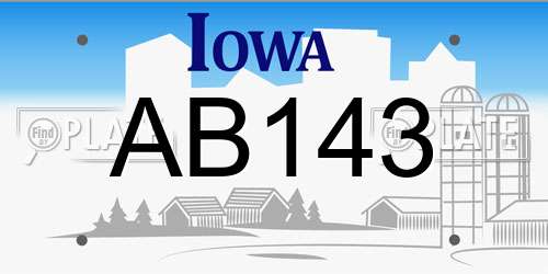 AB143 Iowa License Plate