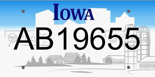 AB19655 Iowa License Plate
