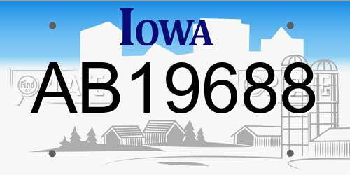 AB19688 Iowa License Plate